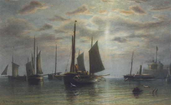 Fred Miller (19th C.) Brighton Fishing boats 7.75 x 13.25in.
